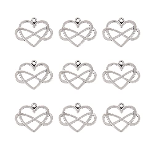 Cheriswelry Mini Heart Charms Enamel Love Heart Alloy Pendants Valentine Dangle Charms for DIY Earring Bracelet Necklace Jewelry Making - color: Heart with Infinity