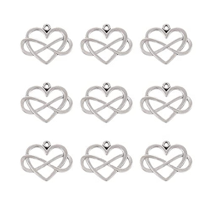 Cheriswelry Mini Heart Charms Enamel Love Heart Alloy Pendants Valentine Dangle Charms for DIY Earring Bracelet Necklace Jewelry Making - color: Heart with Infinity