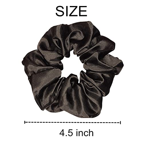 Sufermoe 6 Pcs Satin Silk Hair Scrunchies, Hair Accessories, Soft Hair Ties for Women and Girls, 4.5 Inch, Black - color: Black
