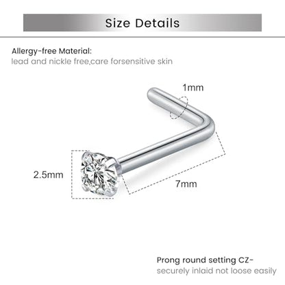 Briana Williams 18G 20G Nose Rings for Women Nose Piercings Nose Rings Hoops Nose Studs Surgical Steel Nose Ring Silver Gold Nose Piercing Jewelry - color: D1 -18g, silver