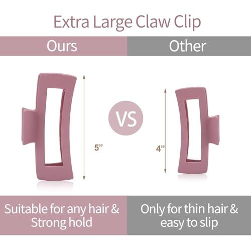 6 PCS 5 Inch Extra Large Claw Clips, Big Hair Clips for Thick Long Curly Hair, Durable Matte Strong Hold Hair Claw Clips, Non-slip Square Hair Clips for Women - color: Olive Green