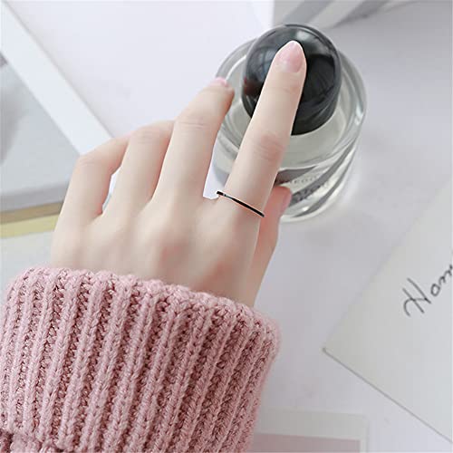 Women's Stainless Steel 1MM Thin Plain Midi Stacking Ring Band Comfort Fit, Size 3 to 10 - color: Enamel - Black