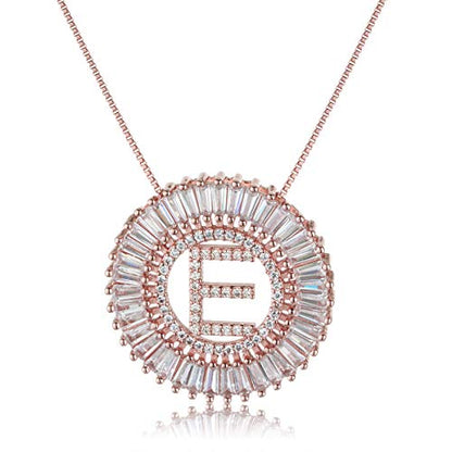 COTTVOTT A-Z Alphabet Pendant Necklaces Charms Women Initial Letter Chain Necklace 4 Colors - style: Rose Gold-E