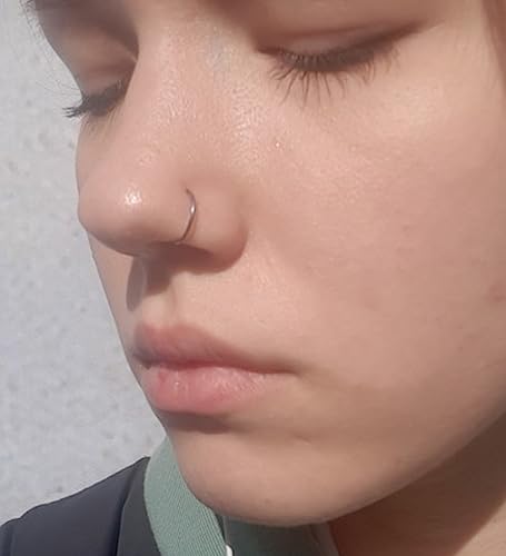 MODRSA 20g Nose Rings Hoops Nose Studs for Women Surgical Steel Hypoallergenic 20 Gauge Nostril Piercing Jewelry L Shape Crokscrew Silver Rose Gold Black Hoop Nostril Rings for Men - color: 11 - Double Hoop 20g - Silver