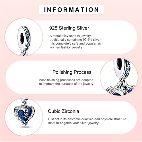 MITSOKU 925 Sterling Silver Charms for Bracelets Necklaces Animal prototype Pendant Safety Chain Dangle Pendants Beads Christmas Day Charms Jewelry Gift for Women - style: Celestial Shooting Star Heart Double Dangle Charm