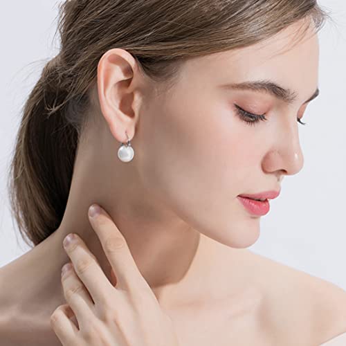 Pearl Earrings for Women 14K Gold Plated Hypoallergenic Pearl Earrings 5A Cubic Zirconia Dangle Earrings Elegant Jewelry - color: 3-Silver