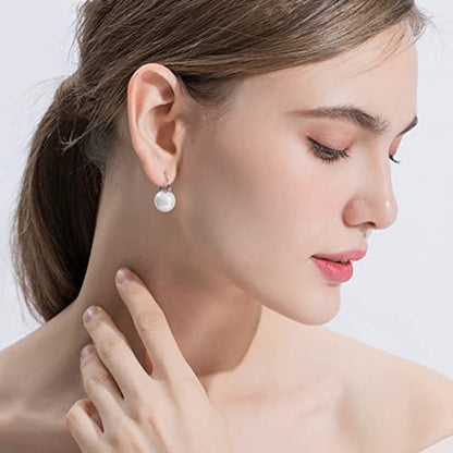 Pearl Earrings for Women 14K Gold Plated Hypoallergenic Pearl Earrings 5A Cubic Zirconia Dangle Earrings Elegant Jewelry - color: 3-Silver