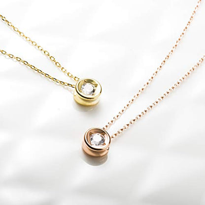 S.Leaf 18K Gold Plated Cubic Zirconia Choker Necklace for Women 925 Sterling Silver Layered Coin Moon Star Heart Circle Crystal Lariat Pendant Necklaces Gifts for Women Trendy - color: Bead_Gold
