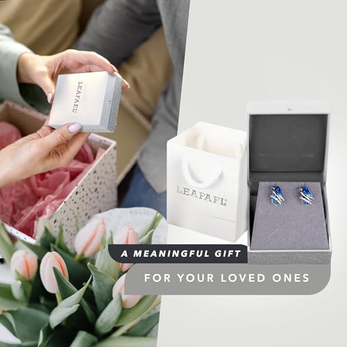Gifts for Women, Wish Stone Stud Earrings with Birthstone Crystals, 18K Rose Gold Plated or Silver-tone - color: 209-September-Sapphire Blue-Silvertone