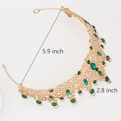 Tiaras and Crowns for Women Crystal Princess Tiaras Rhinestone Queen Crowns For Wedding Bridal Birthday Prom Pageant Party (Tiara 100) - color: Gold Green