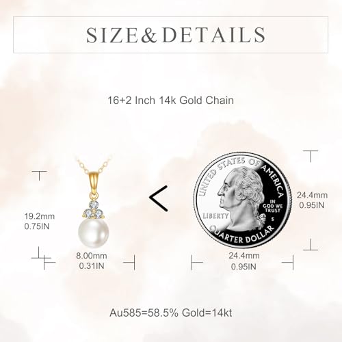 KECHO 14k Gold Pearl Necklace for Women, Freshwater Pearl Pendant Jewelry Wedding Anniversary Birthday Gifts for Her - style: G-Pearl Necklace