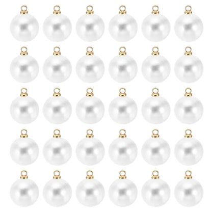 PATIKIL Pearl Charm, 100pcs Pearl Beads Faux Pearl Pendant Charm DIY for Jewelry Making Bracelets Earrings Necklace Crafts - color: Golden White, size: 12mm