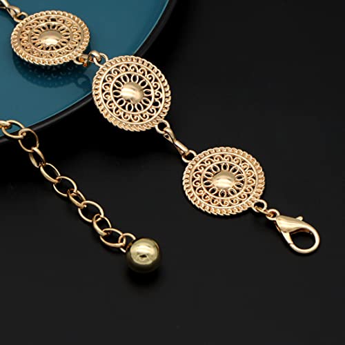 Women's Chain Belt Metal Waist Belt Chunky Belly Link Belt - color: Pattern Gold, size: XL: 59 in