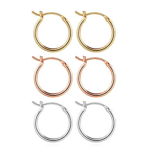 M MOOHAM Hoop Earrings for Women, Hypoallergenic 14K Gold Plated Earrings | Gold Plated Hoop Earrings Set for Sensitive Ears, Earring Stack for Women Trendy, Jewelry Gifts Lightweight 13-60mm - color: 3pairs-15mm-Gold-plated/silver-plated/Rose