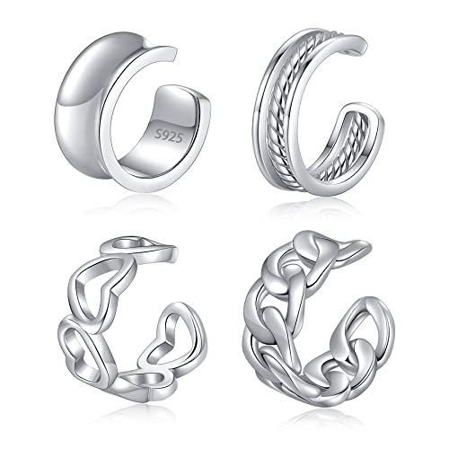 CHIC & ARTSY 925 Sterling Silver Ear Cuffs for Women, Non Piercing Clip On Cartilage Cuffs, Adjustable Fake Conch & Helix Earrings, Gold Plated & Oxidized Various Styles - color: ear cuff #15