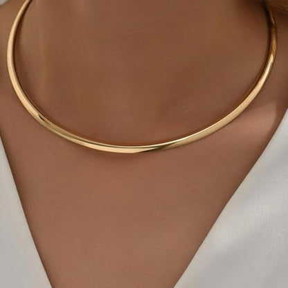 Collar Necklace for Woman Trendy Silver Choker Necklaces for Woman Statement Open Round Collar Choker Necklace - style: Style 5