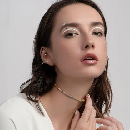Eyebrow Rook Piercing Jewelry with Tools Barbell Eyebrow Rings | 16G Stainless Surgical Steel Rook Earrings Vertical Labret Lip Surface Tragus Frog Eyes Piercing Jewelry - style: 19A