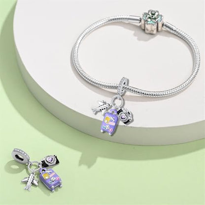 Pandach 925 Sterling Silver Charms for Bracelet&Necklace Dangle Pendant Bead with 5A Cubic Zirconia Stones,Jewelry Beads Gifts for Women - style: Camera Airplane Luggage