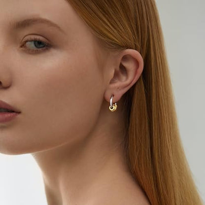Gold Hoop Earrings for Women Summer Earrings Stainless Steel Hypoallergenic Earrings for Sensitive Ears Non Tarnish Hoops 4mm Hollow Tube Lightweight Earring Gifts for Women - style: 15mm Gold&Silver