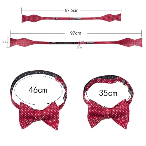 YOHOWA Bow Ties for Men Self-tied Silk Bowtie Solid Color with Lapel Pin and Handkerchief Cufflinks for Wedding Party Prom - color: Hot Pink Paisley