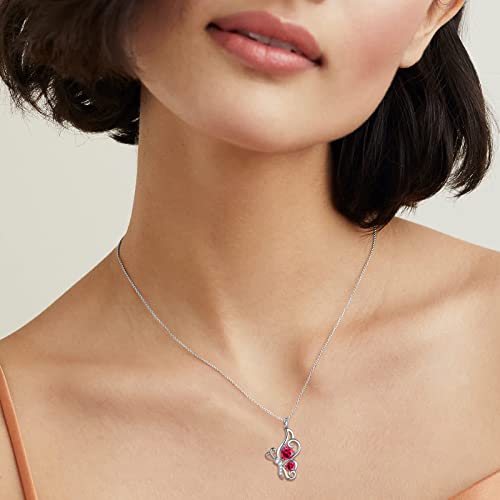 Butterfly Heart Necklace Birthstone Pendant Necklace Earrings Bracelet Women 925 Sterling Silver Animal Butterflies Birthstone Pendant Crystal Birthday Jewelry Wedding Gift - color: G.July-necklace