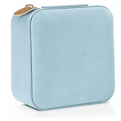 Vlando Small Travel Jewelry Box Organizer Display Case for Girls Women Gift Rings Earrings Necklaces Storage, Blue - color: Blue