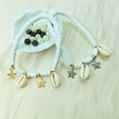 Starfish Shell Anklet for Women Gold Starfish Charm Ankle Bracelet Silver Elastic Star Seashell Anklet Adjustable Ankle Bracelet Summer Fashion Jewelry Accessories - color: silver