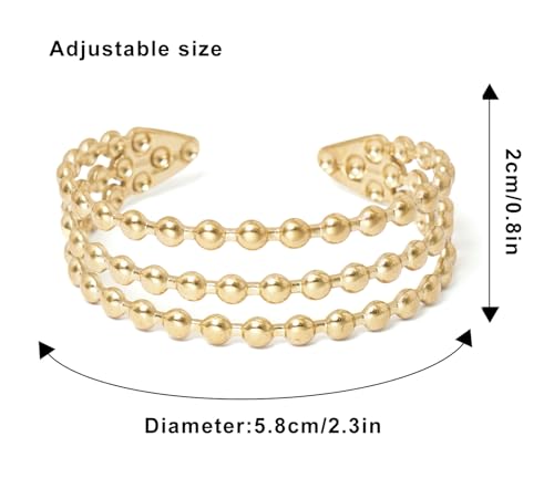 Multi-Layer Cuff Bracelet for Women Cross Wire Bracelets Open Wide Cuff Gold Bangle Bracelet - color: Gold 55