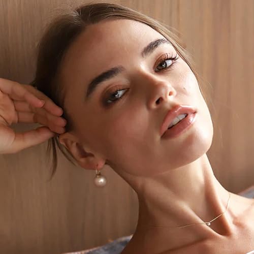 925 Sterling Silver Hoop Handpicked AAA+ Quality 7.5-8mm White Freshwater Cultured Pearl Dangle Drop Earrings Jewelry for Women - color: 10. Gold Plated Handle
