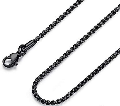 FOSIR Mens Womens Stainless Steel Black Rolo Cable Chain Necklace, Round Box Chains for Men, 2/3/4/5mm Width - size: 26.0 Inches long, style: 3mm wide-stainless steel