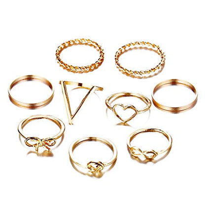 CSIYAN 6-16 PCS Knuckle Stacking Rings for Women,Boho Vintage Stackable Midi Finger Rings Set (N)