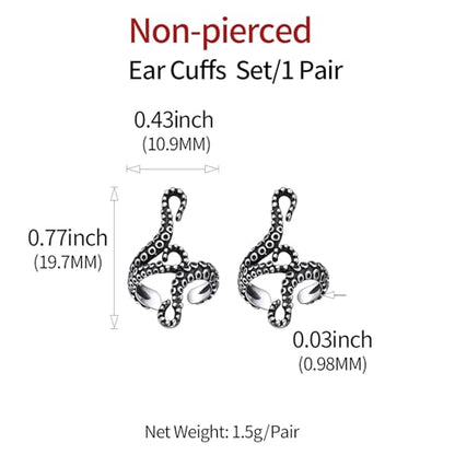 ChicSilver 925 Sterling Silver Ear Cuffs Non-Piercing Cartilage Earrings: Various Styles, Conch Cuffs (with Gift Box) - style: E: Octopus Tentacle