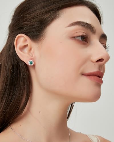 COBI Jewelry Set for Women, 18K Gold & Rhodium Plated CZ Necklace & Earrings, Clover Halo Infinity Solitaire Feather Designs, Dainty Crystal Pendant Sets, Trendy Fashion Gifts for Her - style: Emerald Nano Solitaire