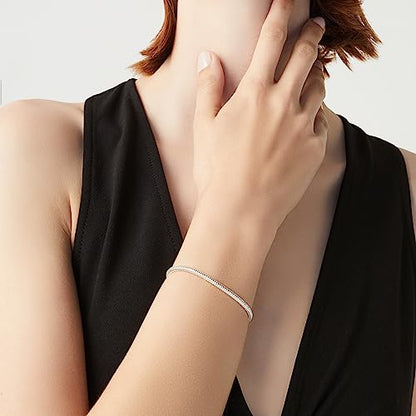 Miabella Italian Solid 3mm Snake Chain Bracelet for Women Men, Made in Italy | Fine Jewelry, Made in Italy - style: Length 7.5 Inches (women's small)