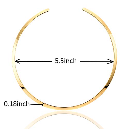 Women's Statement Choker Necklace Exquisite Round Collar Necklace Jewelry In High Polished Round Thin Choker Necklace Jewelry - color: Gold Open