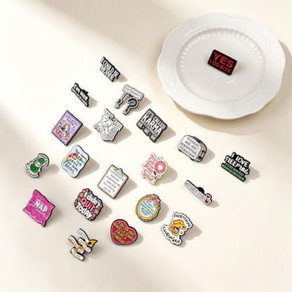 2/4/5/20pcs Funny Enamel Pins Bulk - Aesthetic Hard Enamel Lapel Pins Set, Art Brooches for Backpacks, Jackets, Hats, Bags, Lanyards, Cute Animal Pins for Adults, Kids, Women, Men - style: 20pcs Quote