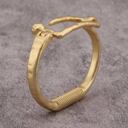 Gold Cuff Bracelet for Women Chunky Bracelet Statement Bracelet | Chunky Bangle Bracelets for Women Silver Beaded Open Bangle Stackable Stretch Bead Bracelet Boho Jewelry Gift for Wife Couple - style: Gold Bangle Cuff Bracelets