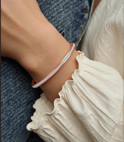 MYNENEY Womens Bracelets Stainless Steel Pave Cubic Zironia Stackable - color: 1 Row Crystal Rose Gold, size: 7 Inch