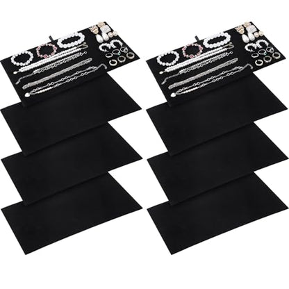 Tondiamo 8 Pcs Black Velvet Pad Tray Insert Jewelry Display for Necklaces Bracelets Earrings Rings Body Jewelry Accessories (No Tray Included)