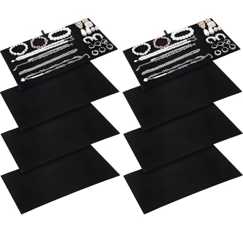 Tondiamo 8 Pcs Black Velvet Pad Tray Insert Jewelry Display for Necklaces Bracelets Earrings Rings Body Jewelry Accessories (No Tray Included)