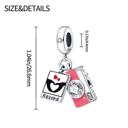 925 Sterling Silver Charms for Bracelets and Necklaces Beads Charms Jewelry Gift for Women - color: Camera Charm