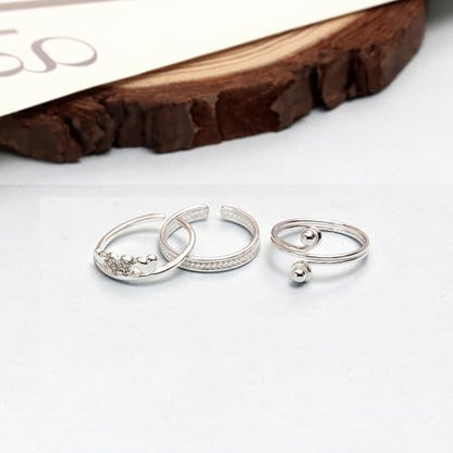 LeCalla 925 Sterling Silver Minimalist Toe Rings Set Simple Open Adjustable Toe-Rings for Women - color: 07. Trio (3 PCS)