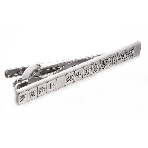 Yuorsfs Chinese Mahjong Tie Clips for Men Novelty Funny Stainless Steel Tie Clip Personalized Tie Bar Suitable For Daily - style: Silver Mahjong