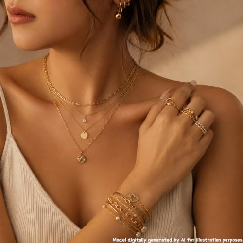 68-80 Pcs Jewelry Sets for Women, Gold Silver Bulk Jewelry Set with Rings Earrings Necklaces Bracelets, Hypoallergenic Fashion Jewelry Sets for Women Wedding Birthday Gifts - color: Gold 2