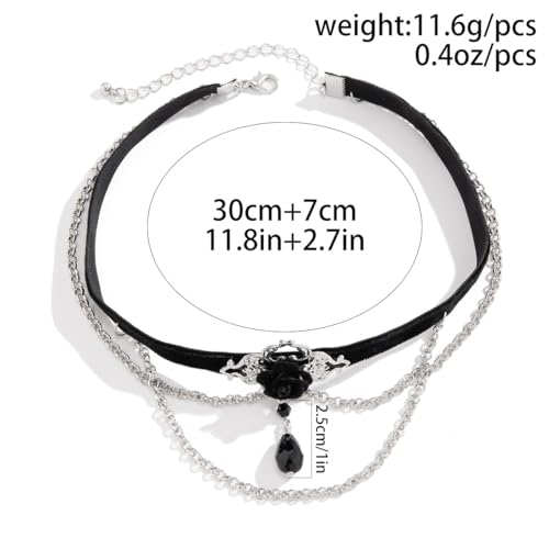 Todenb Gothic Choker Witch Necklace for Women Lace Vampire Collar Necklace Y2K Goth Black Zirconia Pendant Necklaces Halloween Dark Bridal Vampire Witch Party Jewelry Accessories - style: Style-E