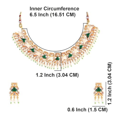 Efulgenz Indian Wedding Antique Crystal Faux Pearl Necklace Set for Women - color: Green