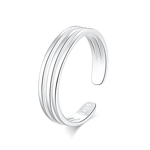 925 Sterling Silver Open Cuff Toe Ring for Women Adjustable Pinky Ring Band Size 2-4… - color: Style B