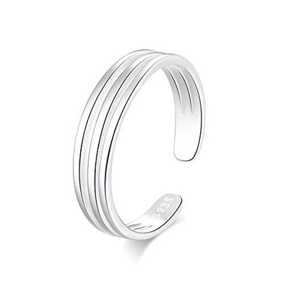 925 Sterling Silver Open Cuff Toe Ring for Women Adjustable Pinky Ring Band Size 2-4… - color: Style B