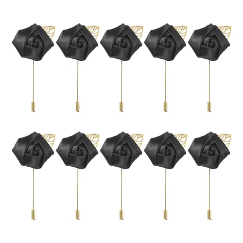 MECCANIXITY Groom Boutonnieres Rose Boutonnieres Pins for Wedding - color: Black