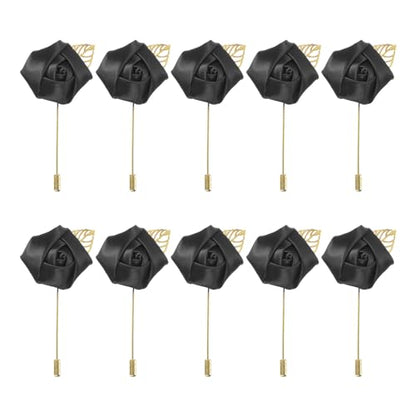 MECCANIXITY Groom Boutonnieres Rose Boutonnieres Pins for Wedding - color: Black